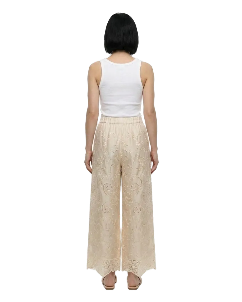 Dolce & Gabbana Embroidered Lace Trousers — Beige Beige