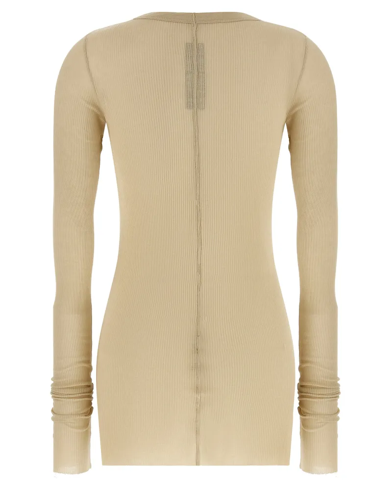 Rick Owens Women's Beige Viscose Long Sleeve T-Shirt Beige