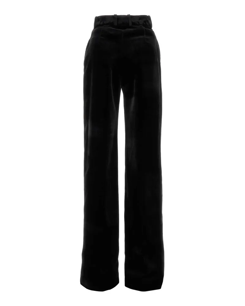Ermanno Scervino Women's Black Velvet Palazzo Pant Exterior: Fabric Pantaloni Trousers Black