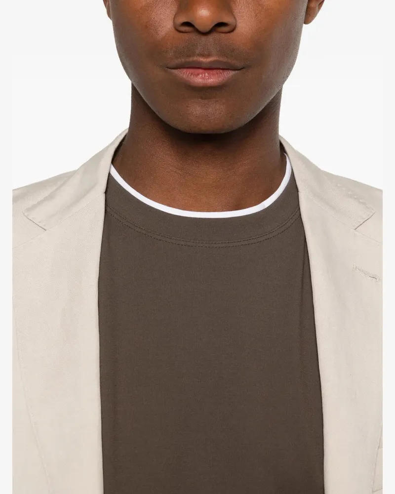 Kiton Men Crew-Neck T-Shirt Ss26 M Brown