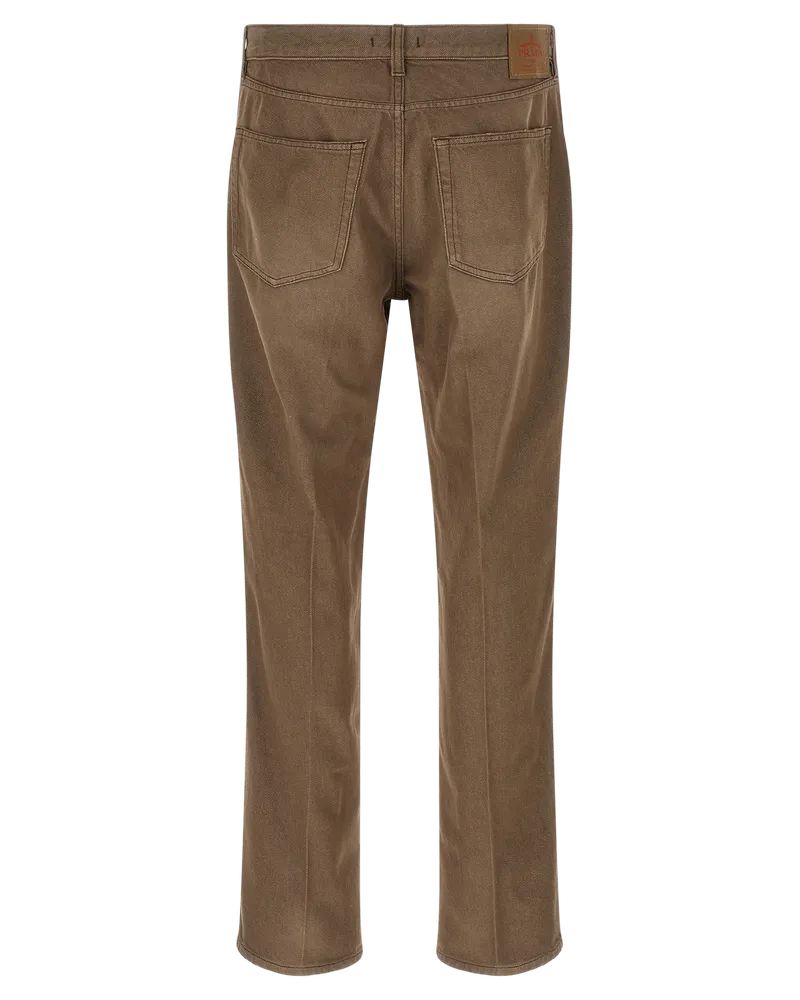 Prada Five-Pocket Cotton Trousers — Brown Brown