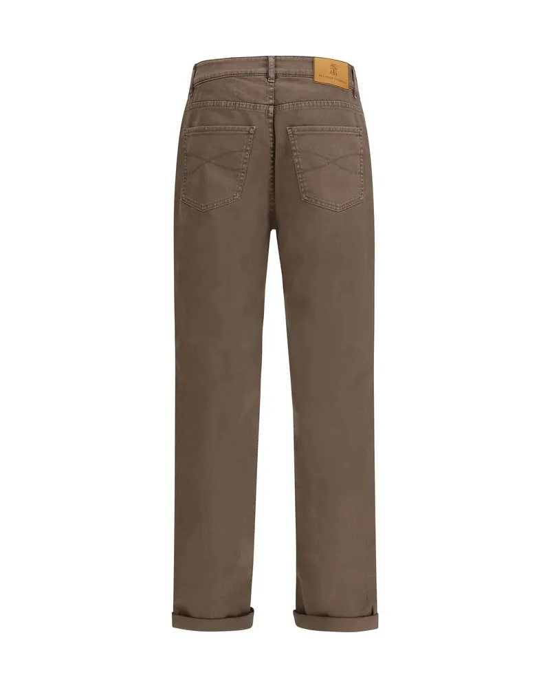 Brunello Cucinelli Men's Brown Cotton Jeans Denim Clothing Brown