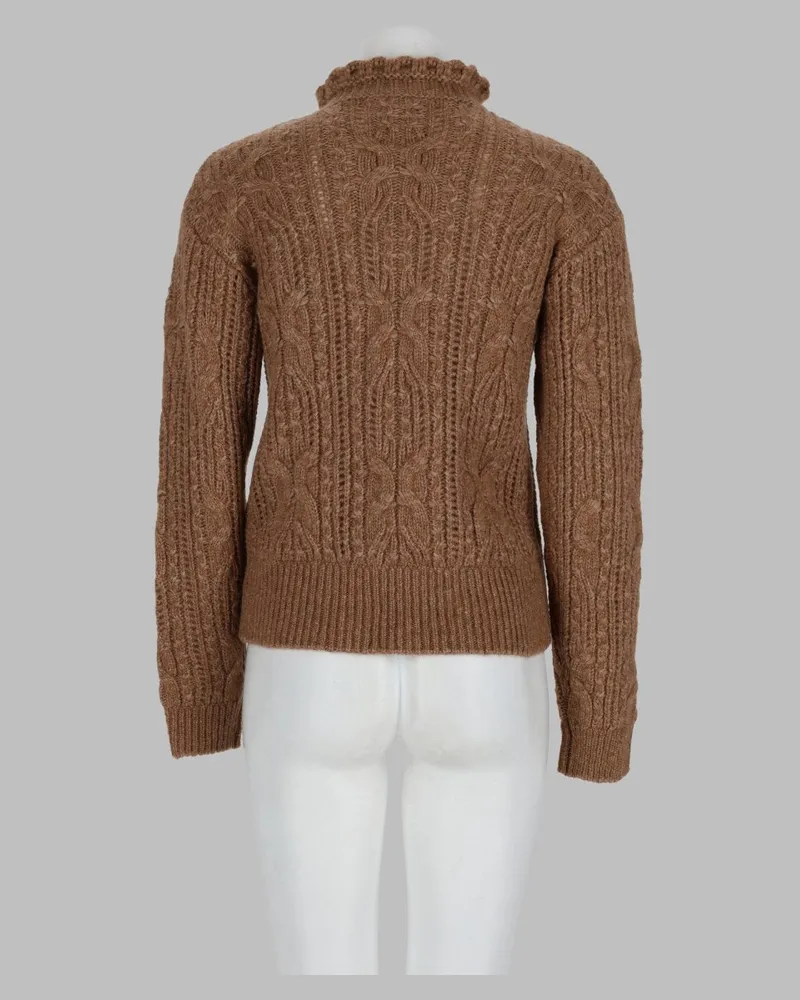 Moncler Cable-Knit Alpaca-Blend Sweater — Brown Brown