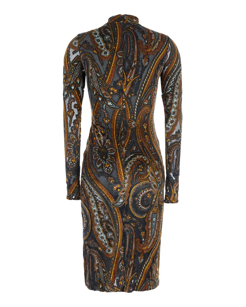 Etro Devoré Paisley Dress — Multicolor Multicolor