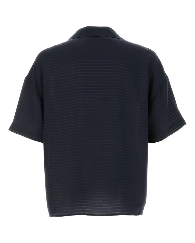 Saint Laurent Men's Navy Blue Silk Oversize Polo Shirt Bleunuit Exterior Navy