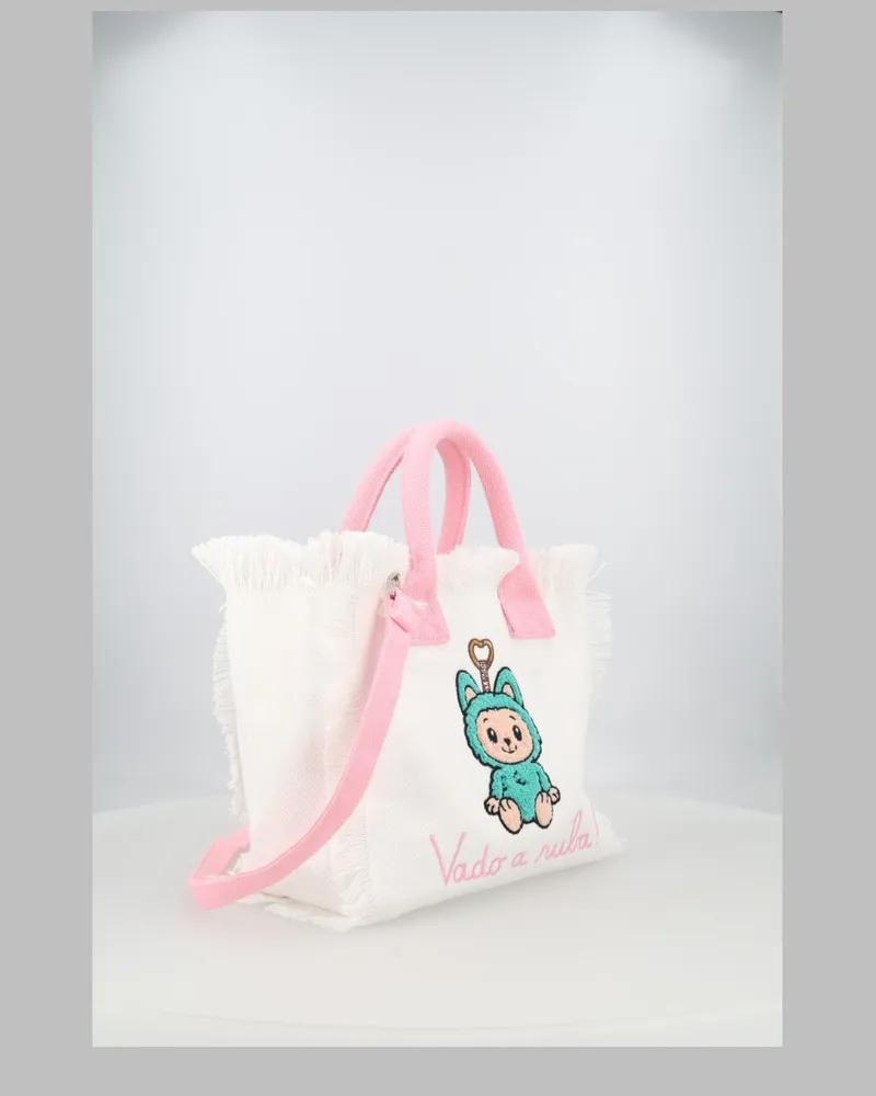 MC2 Saint Barth Girls' Tote Bag Vado A Ruba Monster White Cotton Handbags Hand White