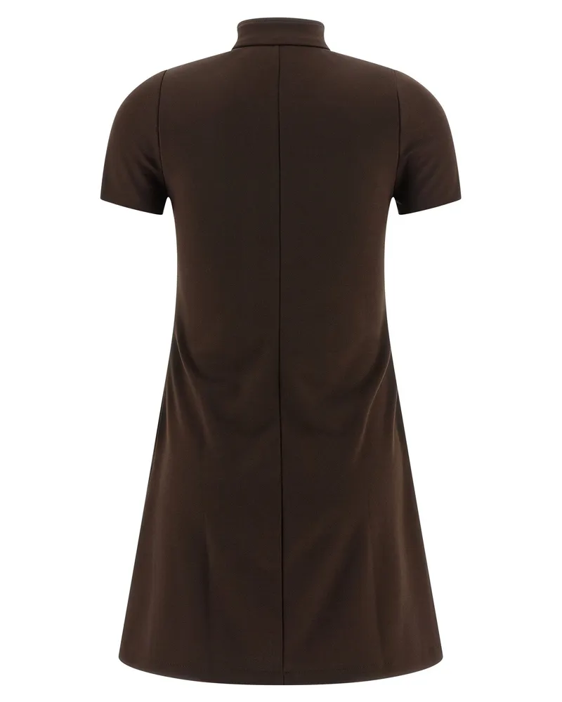Courrèges Logo-Embroidered Interlock Dress — Brown Brown
