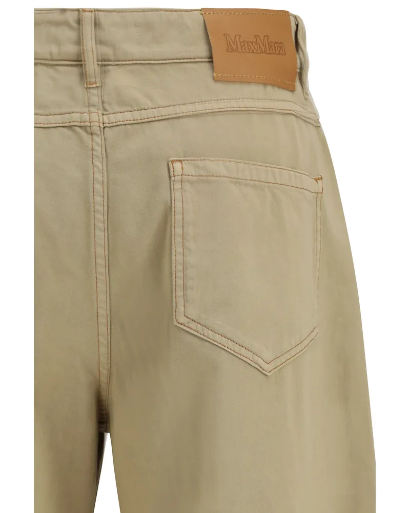 Max Mara Women's Baggy Pants Cotton Satin Colonial Tops Top Beige