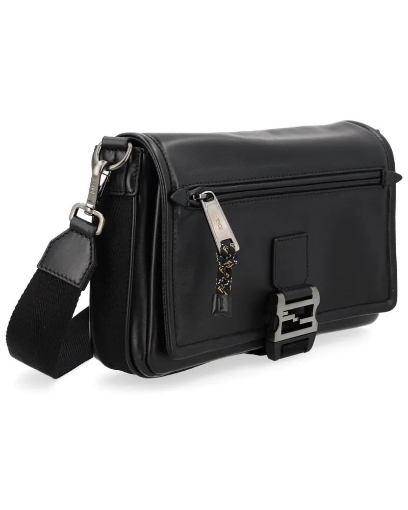 Fendi Men's Messenger Bag Flux Leather Black Calf Shoulder Black