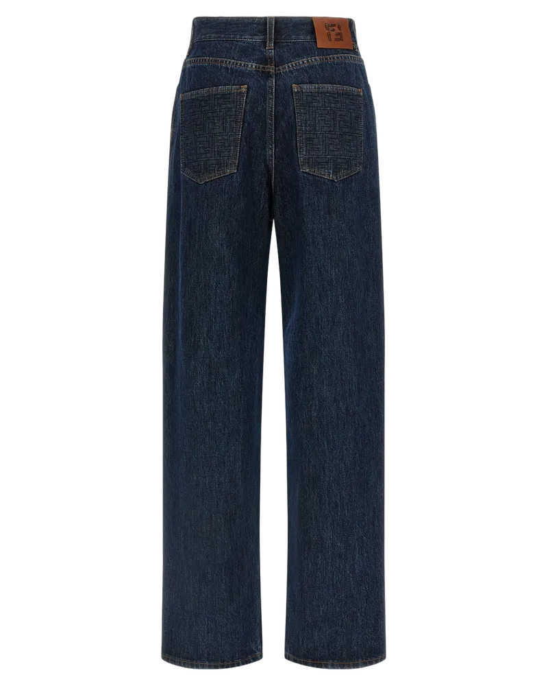 Fendi Women's Blue Cotton Straight-Leg Jeans Clothing Navy