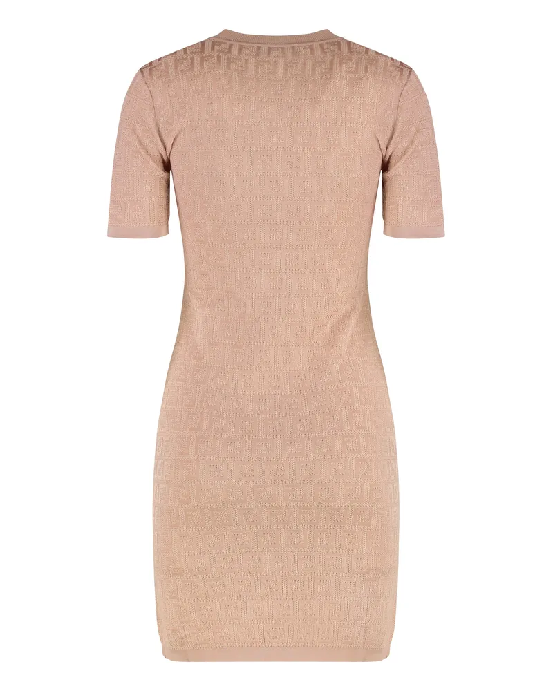 Fendi Women's Knitted Jacquard Dress Pink Cotton Pink