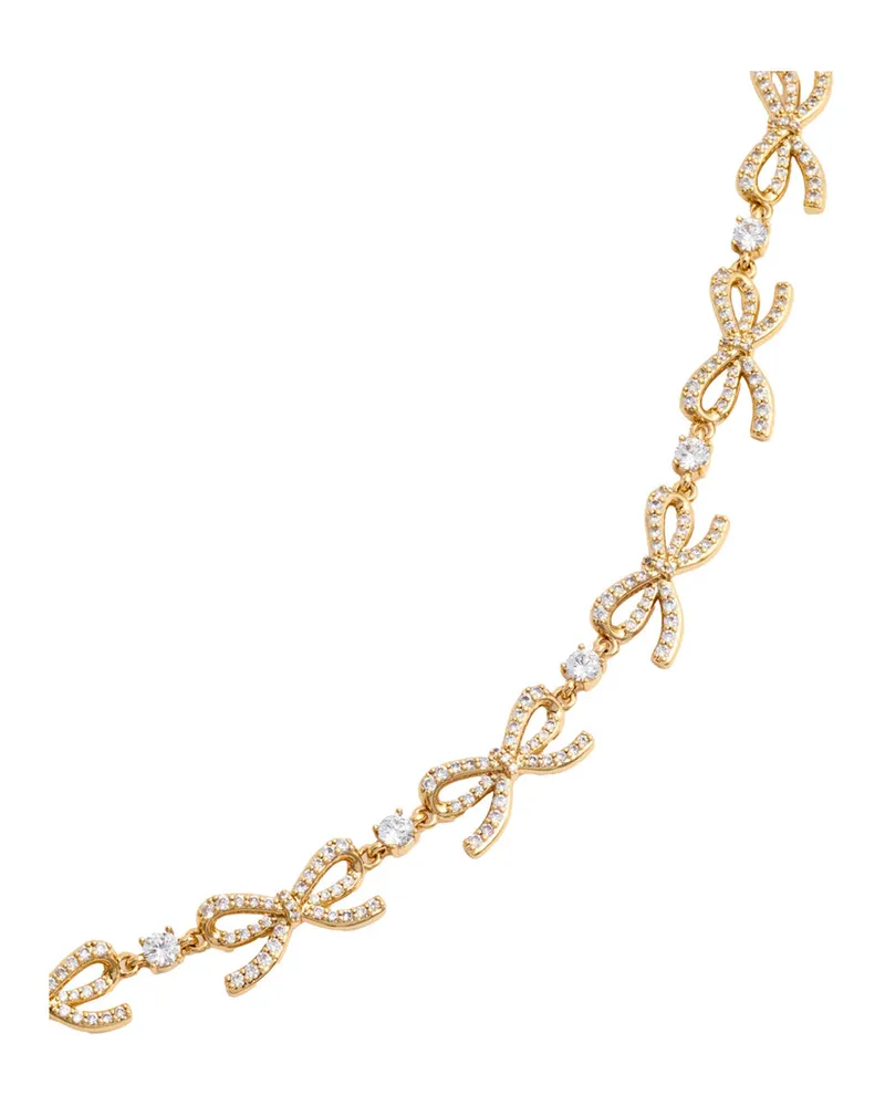 Self-Portrait Women's Metallic Necklace With Bow And Crystal Embellishments Copper Necklaces Gold