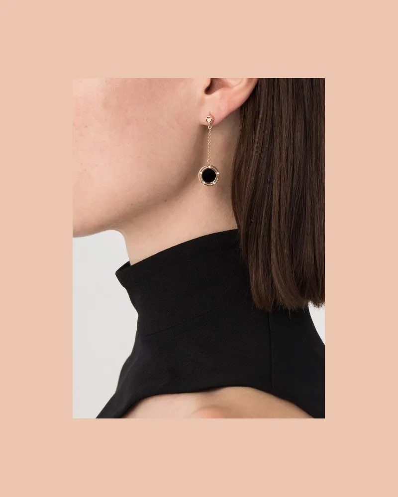DAMIANI Women's 18kt Rose Gold D. Side Onyx Drop Earrings Continuty Rose