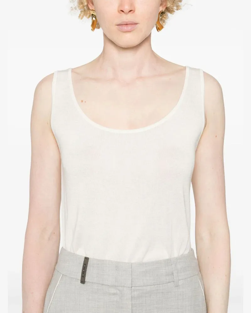 Eleventy Women's Ribbed-Knit Tank Top White Ss24 W White