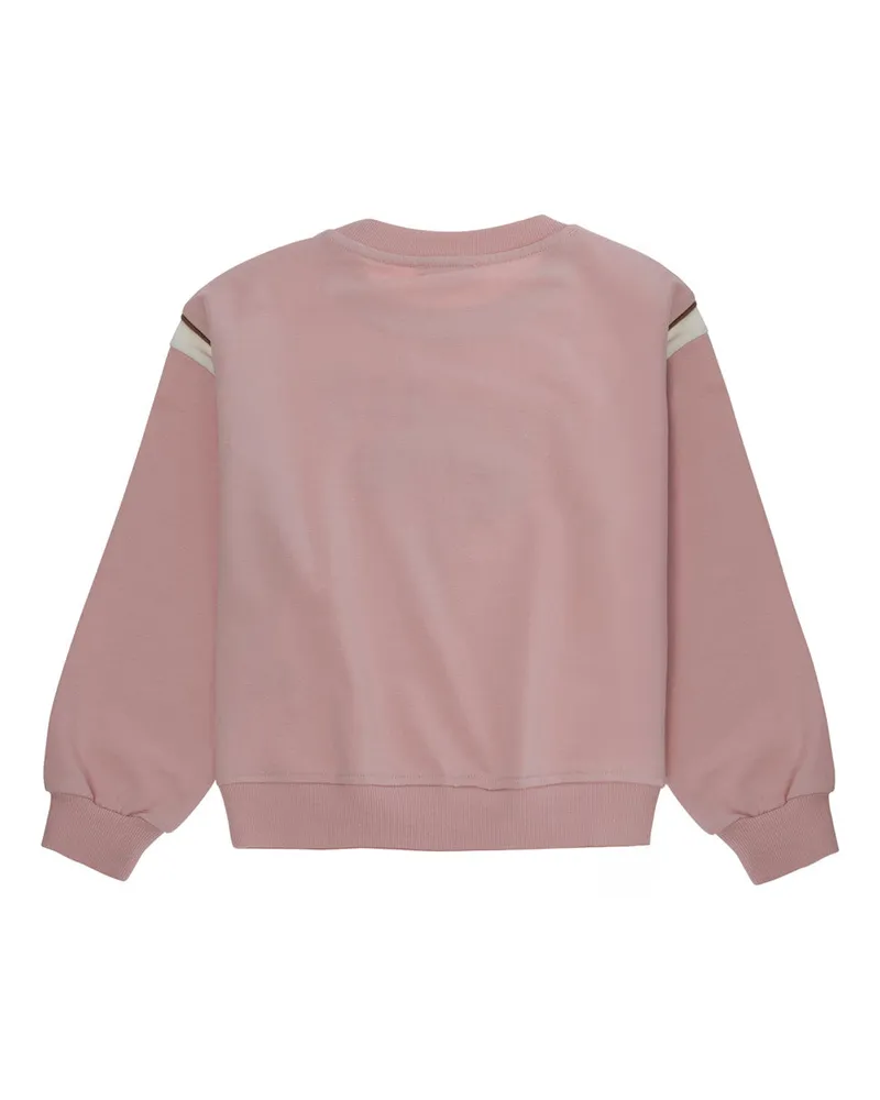 Monnalisa Girls' Hoodie With Crow Nek Print — Pink Cotton Hoods & Sweatshirts Pink