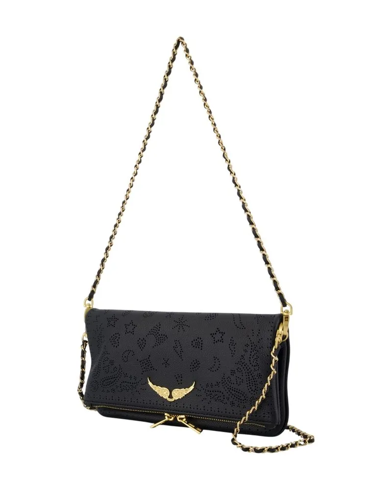 Zadig & Voltaire Rock Perfo Leather Crossbody Bag — Black Black