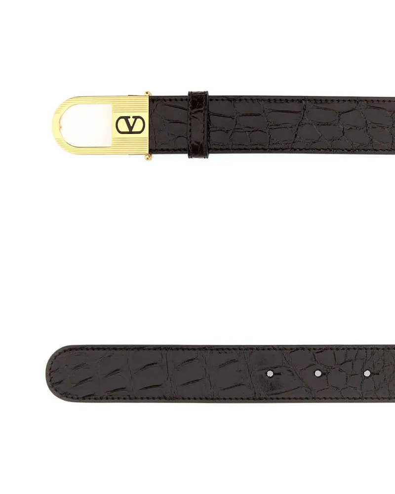 Valentino Garavani Men's Dark Brown Leather Vlogo Signature Belt Oakbrownnero Cinture Brown