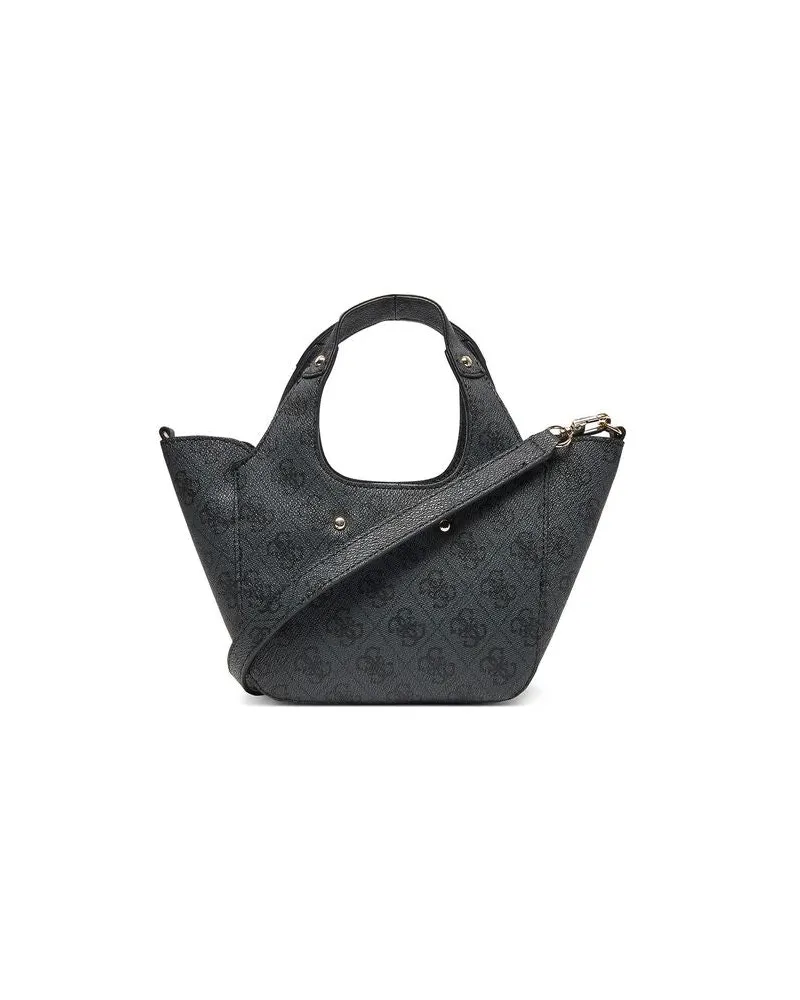 Guess Women's Tote Coal Logo Polyurethane Tote-bags Black
