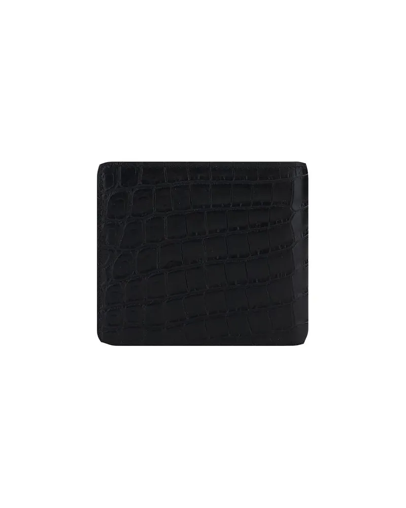 Saint Laurent Men's Black Calf Leather Bos Taurus Wallet Black