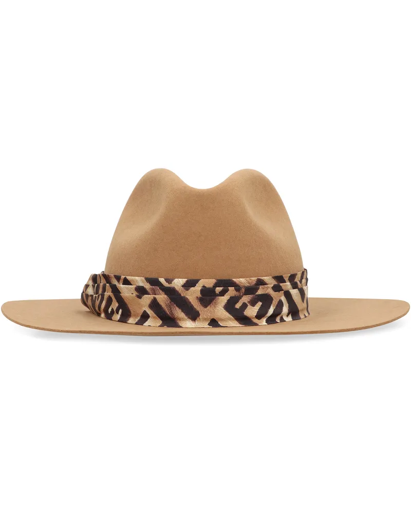 Fendi Women's Hat Camel Felt Wool Camel