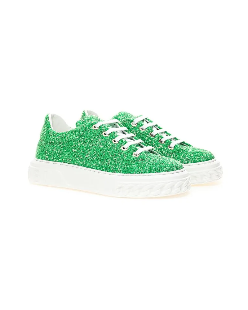 Casadei Women's Green Fabric And Leather Athletic Sneakers Green