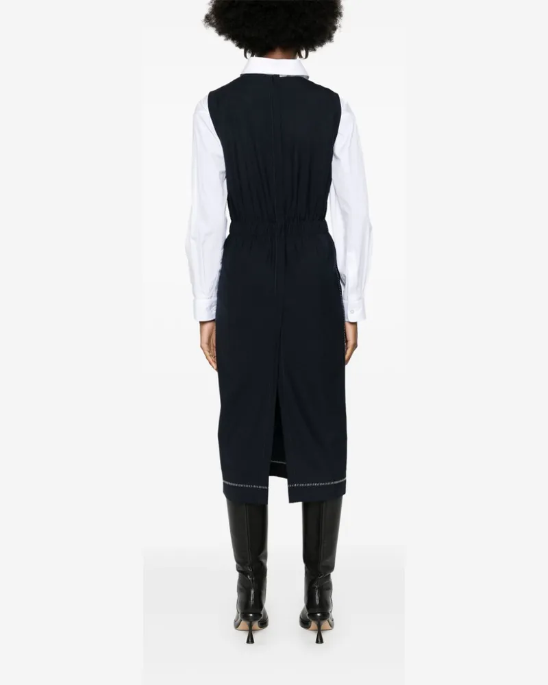 Fabiana Filippi Women's Contrast-Stitching Midi Dress Ss24 W Navy
