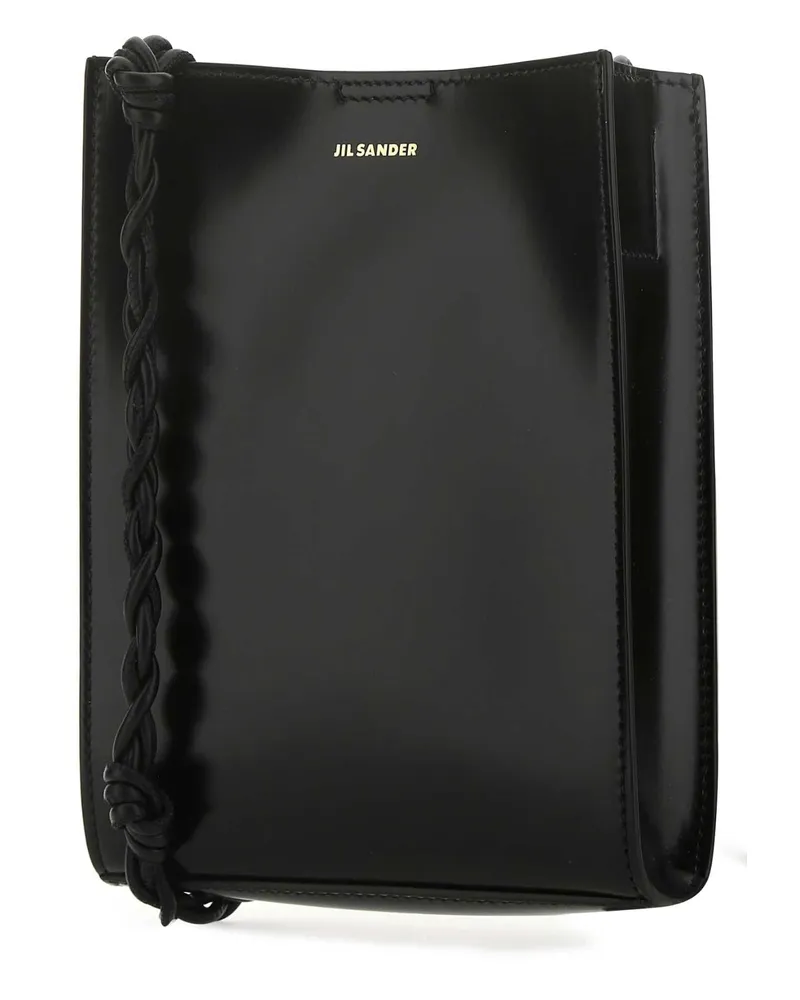 Jil Sander Braided-Strap Calf Leather Clutch — Black Black