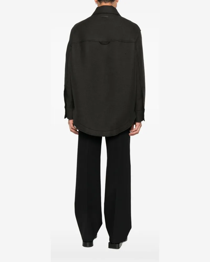 AMI Paris Wool Overshirt Jacket — Black Black