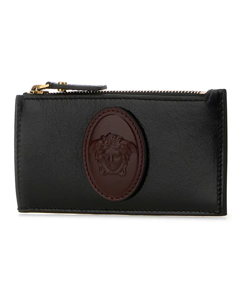 Versace Men's Black Leather Card Holder 2b0ajblackrosewoodgold82 Portafogli Wallet Black