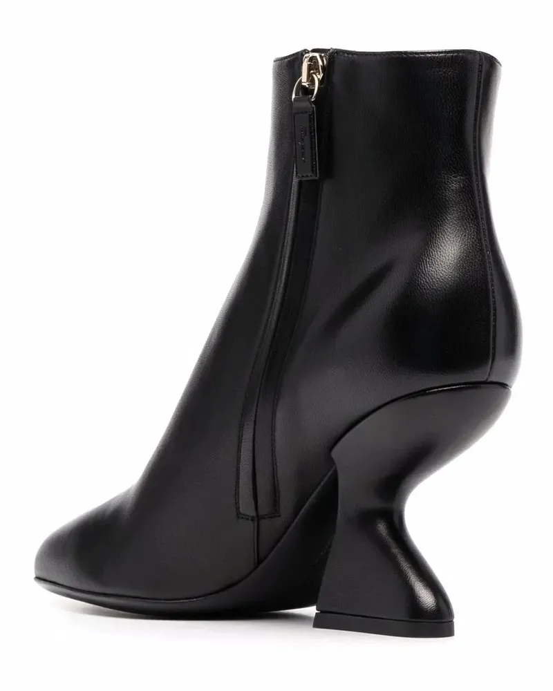 Ferragamo Women's F-Heel Sculpted Ankle Boots Black Black