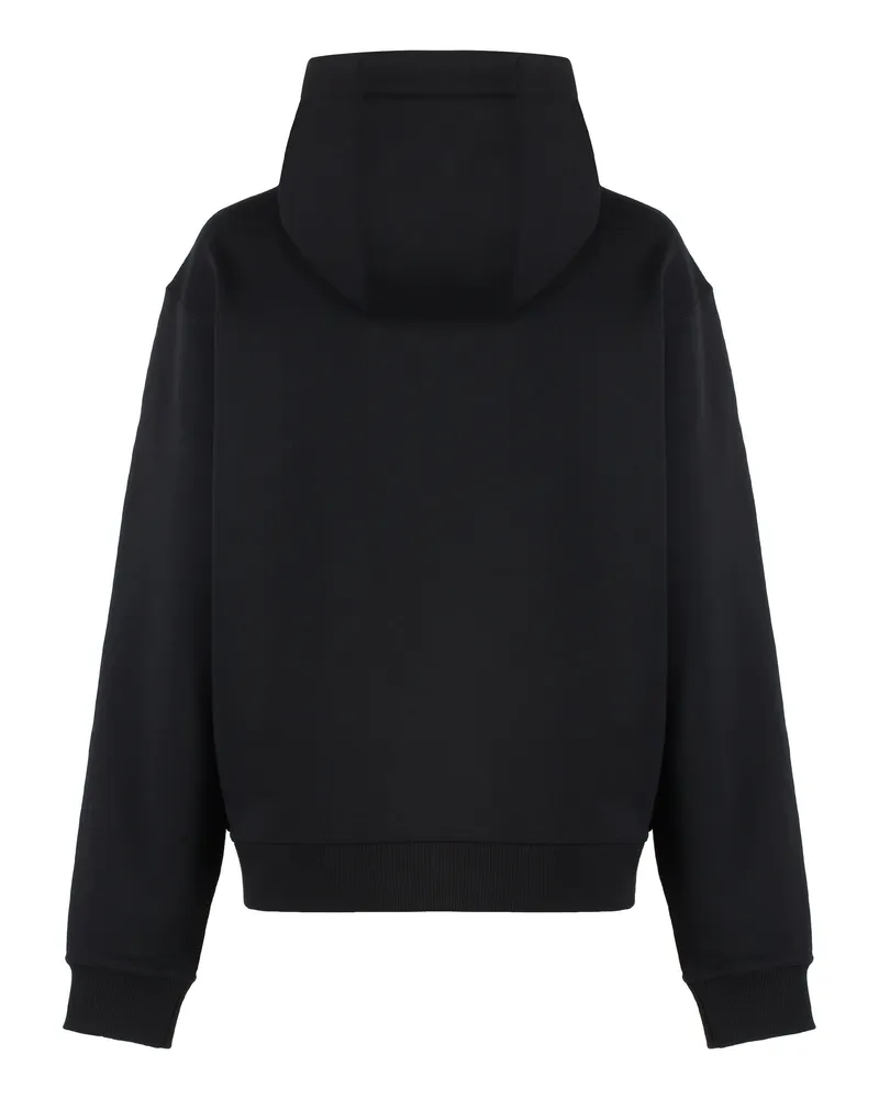 Burberry Women's Cotton Hoodie With Ribbed Hem Black Hoodies Black