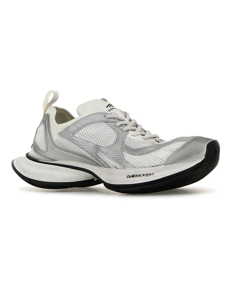 Balenciaga Men's White Mesh And Rubber Circuit Sneakers Whitesilver White