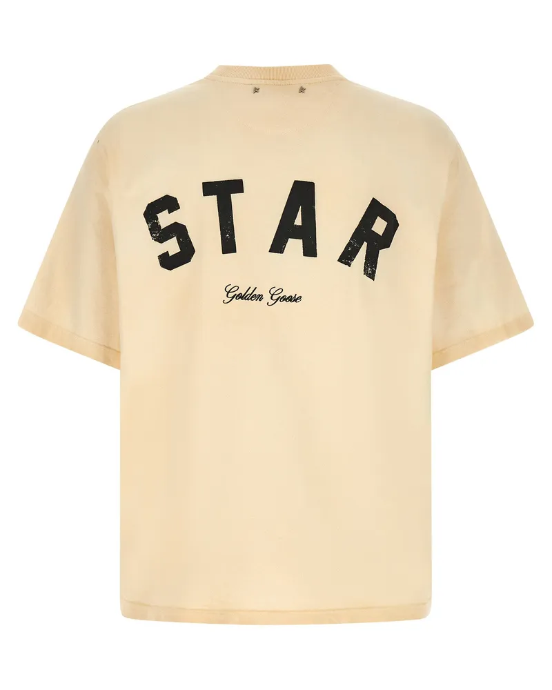 Golden Goose Logo-Printed Cotton T-shirt — Cream Cream
