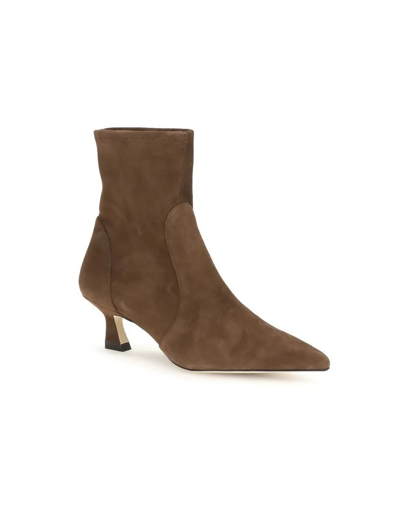 Stuart Weitzman Women's Brown Calf Leather Bos Taurus Ankle Boots Brown