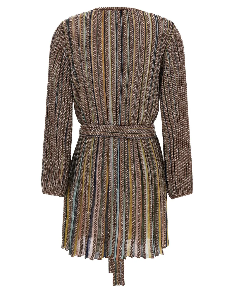 Missoni Metallized Stripe Knit Dress — Brown Brown