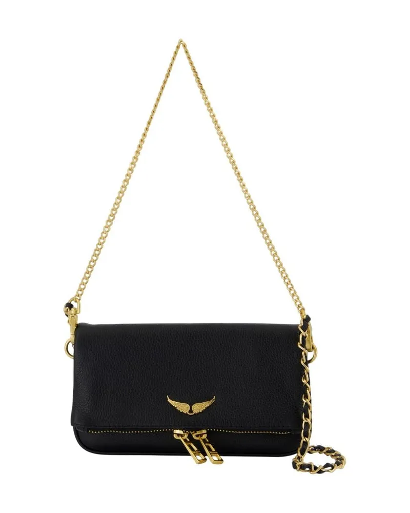 Zadig & Voltaire Women's Rock Nano Wallet On Chain -  Leather Black Cowhide Bags Crossbodies Black