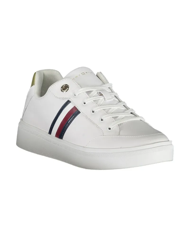 Tommy Hilfiger Striped Leather Sneaker — White White