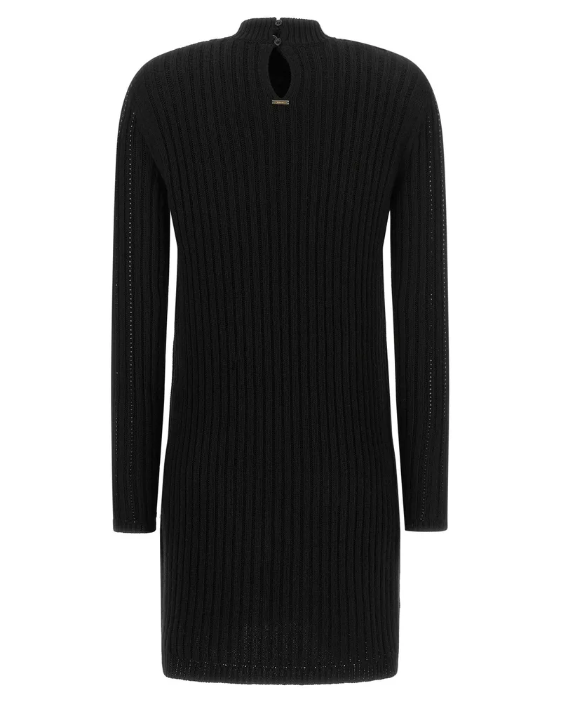 Twin-Set Rhinestone-Embellished Ribbed Knit Tunic — Black Black