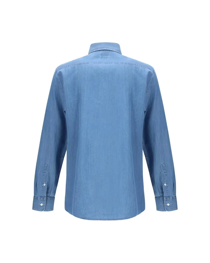 Brunello Cucinelli Men's Blue Denim Shirt Blue