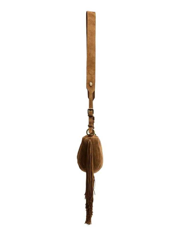 ash Astrid Fringes Suede Shoulder Bag — Brown Brown