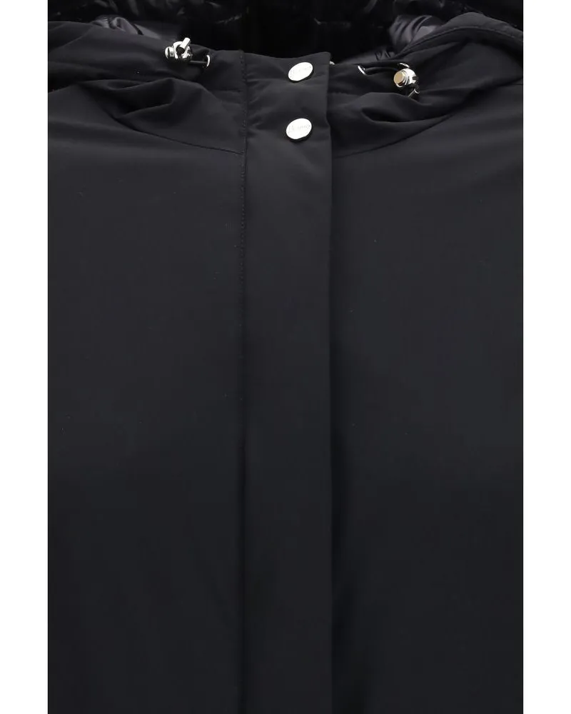 Herno Hooded Polyamide Shell Down Jacket — Black Black