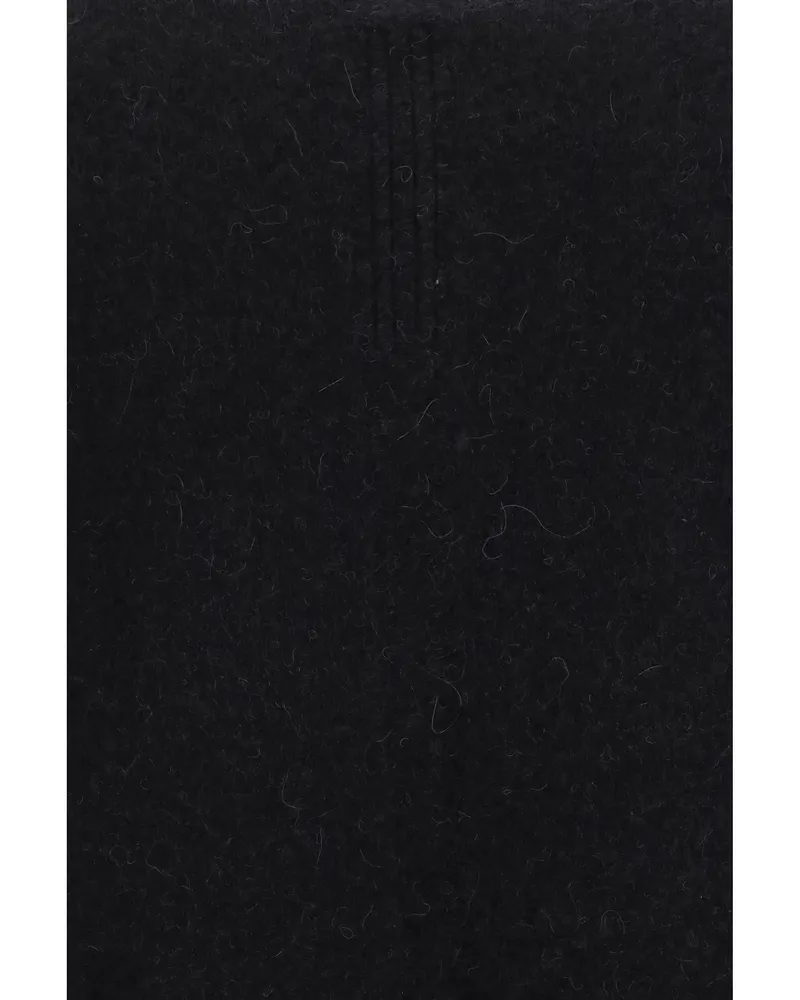 Rick Owens Men Round Neck Sweater Black Alpaca; Other Fibres: Vicuña Black