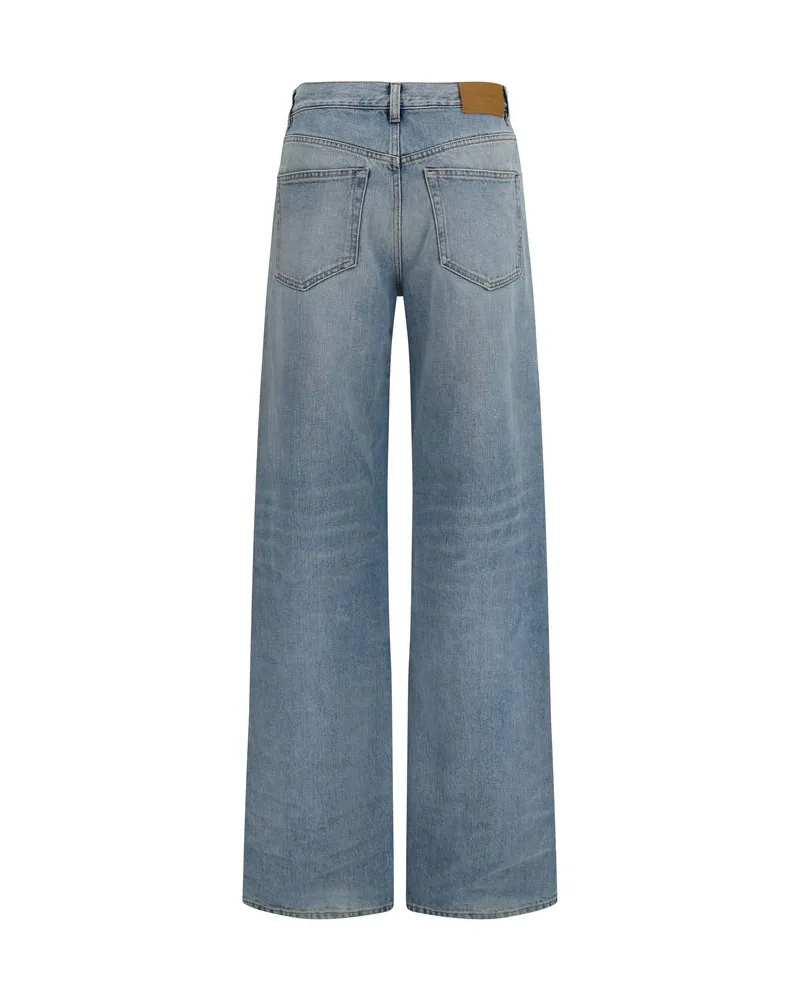 Saint Laurent High-Waisted Wide-Leg Jeans — Blue Blue