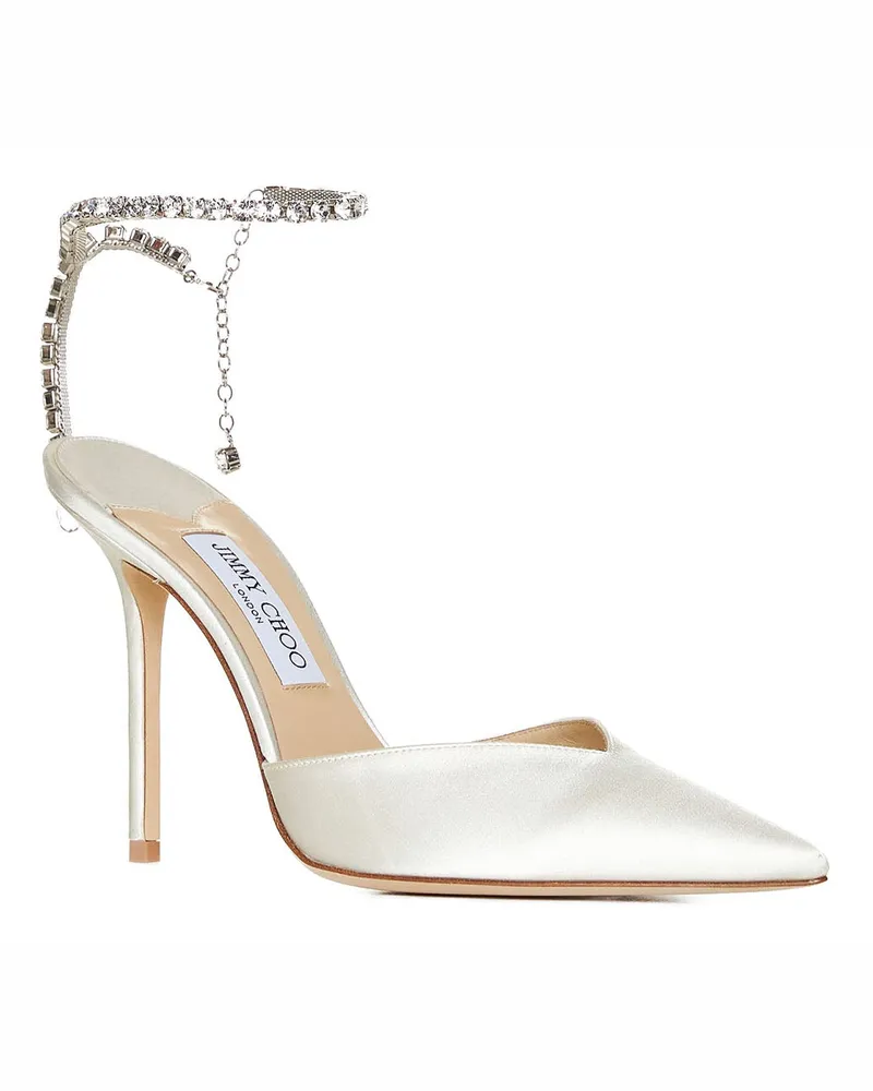 Jimmy Choo Women's Pumps Saeda Satin White Viscose High Heel Shoes White