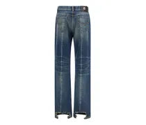 Women's Blue Cotton Straight-Leg Jeans Clothing