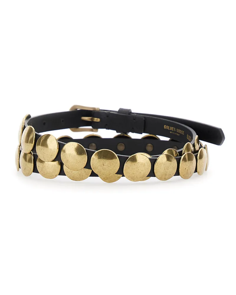Golden Goose Women's Trinidad Black Leather Belt With Studs Cow Black