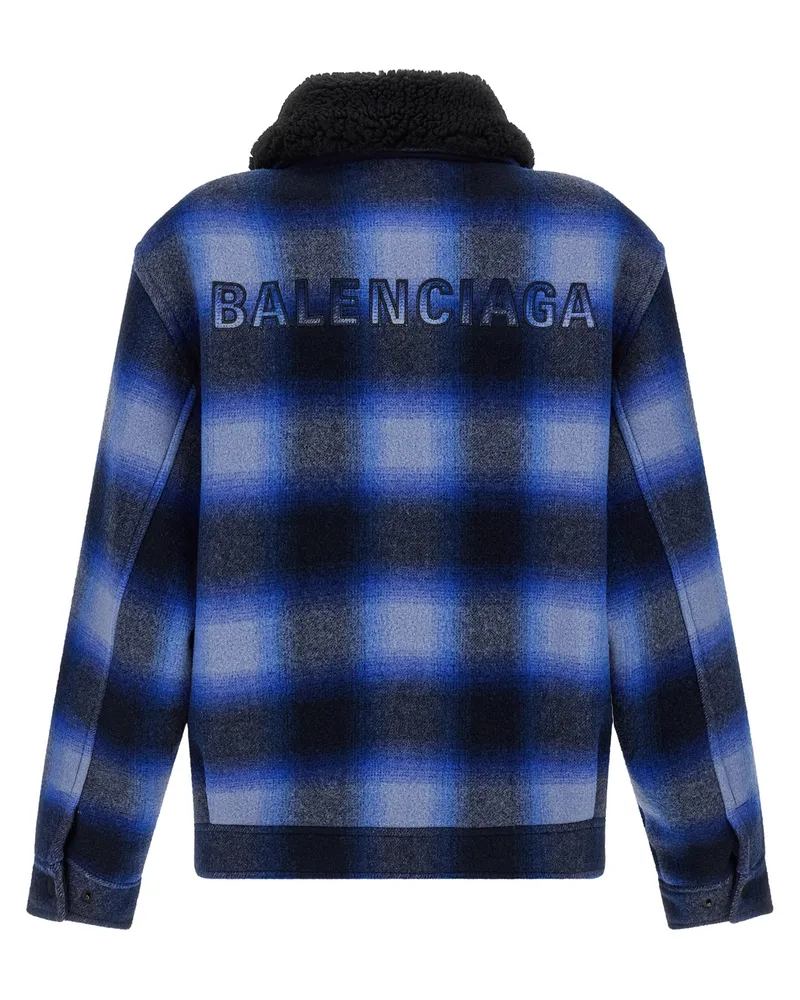 Balenciaga Men's Blue Virgin Wool Bomber Clothing Blue