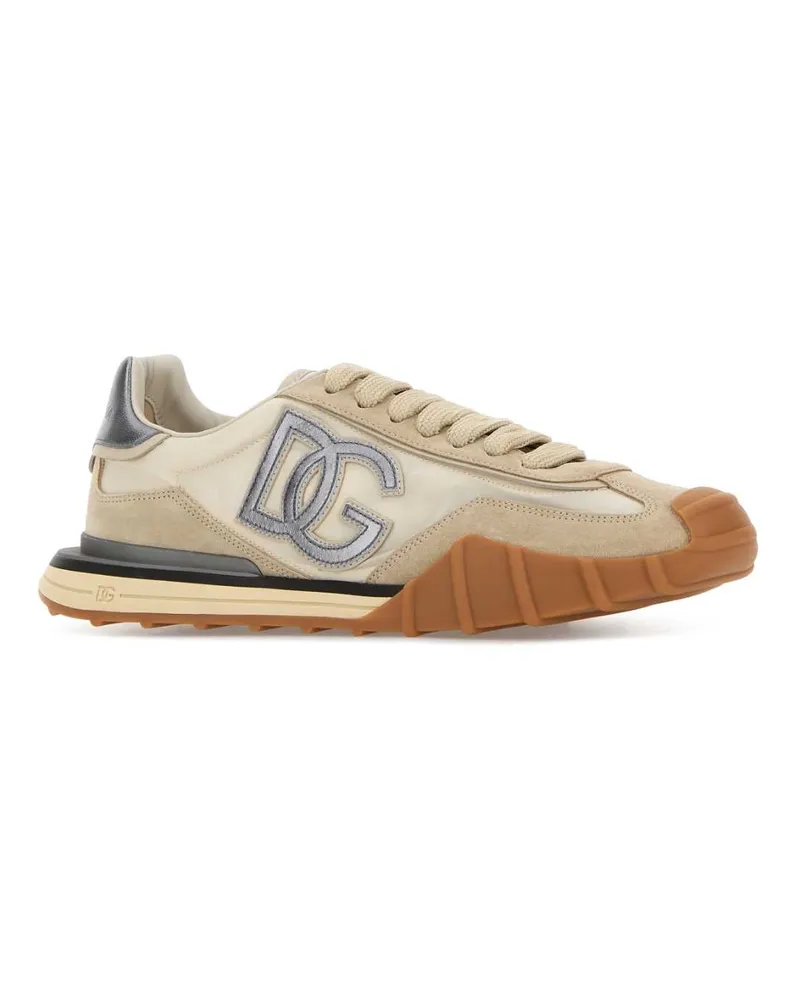 Dolce & Gabbana Cs2384az716 8r167 Avorioargento Pa Agnello Vitello Sneaker Beige