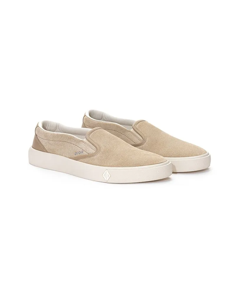 Dior Men's Beige Leather Slip-On Loafers Beige