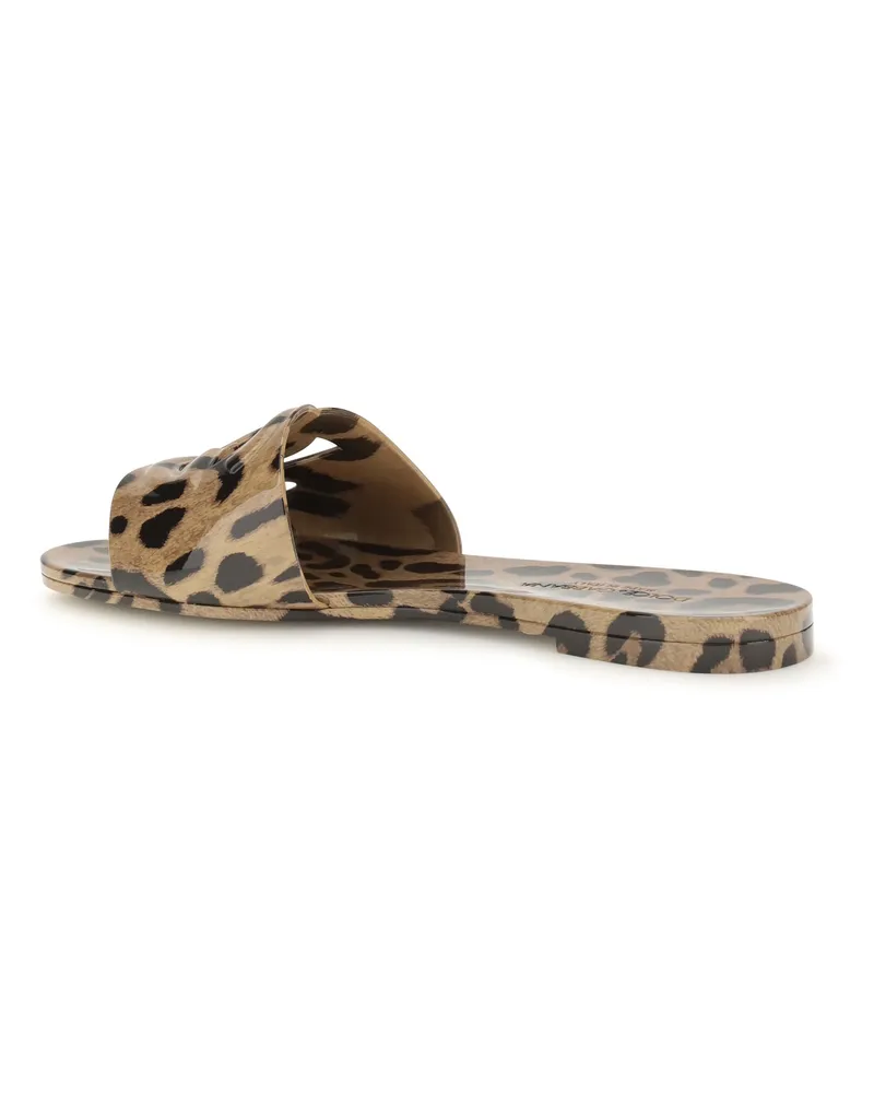 Dolce & Gabbana Women's Rubber Sandals Leopard Print Brown Brown